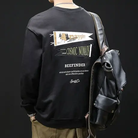 潮牌加绒卫衣男秋冬款圆领男款衣服男士长袖大码男装冬季2023新款商品大图