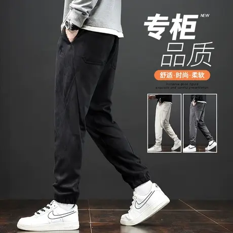 男士美式高街束脚运动卫裤2023年新款冬季保暖防风休闲裤子秋冬款商品大图