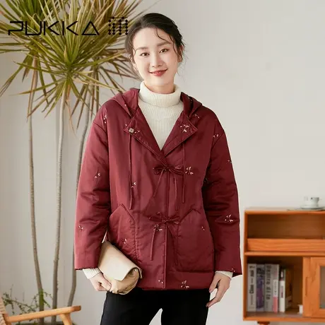 蒲PUKKA 商场同款女装连帽棉服外套冬装设计感时尚棉衣图片