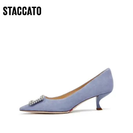 [定制小码32/大码41胖瘦脚]思加图高跟尖头女皮鞋EDK52CQ3A商品大图