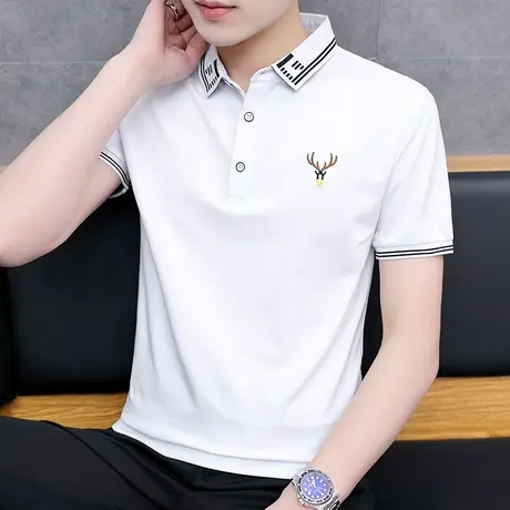短袖t恤男士翻领polo衫商务休闲上衣服夏季潮流百搭冰丝凉感半袖商品大图