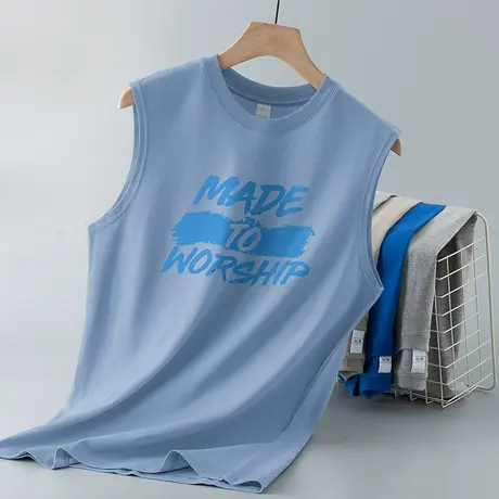 纯棉背心男潮夏季外穿宽松运动坎肩篮球跨栏健身全棉宽肩无袖t恤商品大图