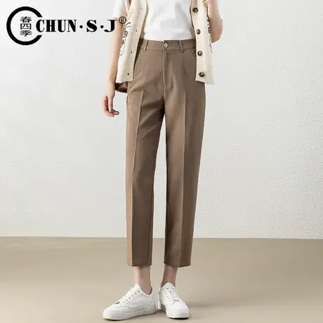 黑色西装裤女小个子九分裤2023早秋新款休闲烟管裤显瘦垂感直筒裤商品大图