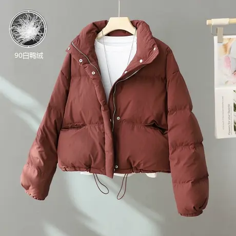 韩版立领短款白鸭绒羽绒服2023新款冬小个子高端时尚加厚保暖外套商品大图