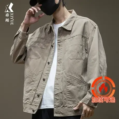 2025秋冬季高级感夹克衬衫男大码工装风衣外套牛仔衣加绒加大加厚图片