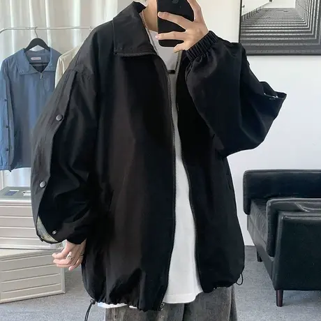 秋季排扣夹克男韩版潮流百搭宽松大码上衣设计感小众潮牌痞帅外套商品大图
