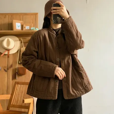 dza 短款纯色竖条纹棉服外套女冬季新款宽松棉服上衣漂亮加厚棉袄图片