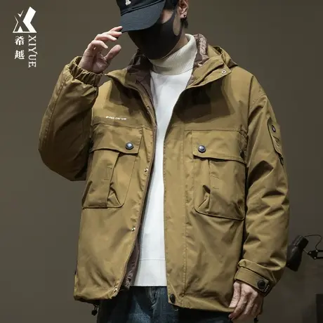 希越可拆卸内胆羽绒服男冬季保暖加厚宽松大码男士三合一外套棉服商品大图