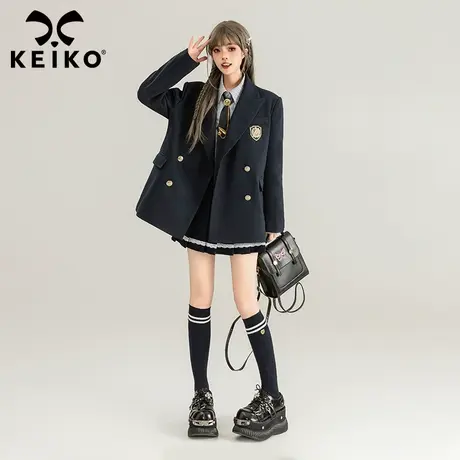 KEIKO 美式学姐宽松小西装外套女春秋2024新款学院风百搭休闲西服商品大图