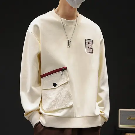 春季潮牌重磅套头长袖上衣服春秋款男生日系港风圆领卫衣2024新款商品大图