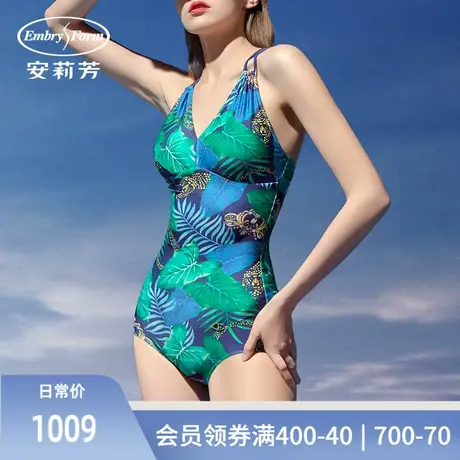 安莉芳无袖印花三角连体泳衣女遮肚显瘦修身性感游泳装ES00193商品大图