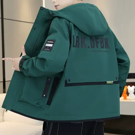 外套男士连帽夹克工装宽松潮流休闲运动秋季新款青年学生百搭男装商品大图