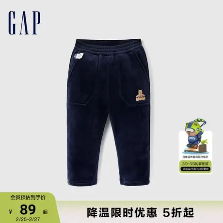 Gap男幼童秋冬加绒保暖灯芯绒长裤大小童同款洋气萝卜裤785063商品大图