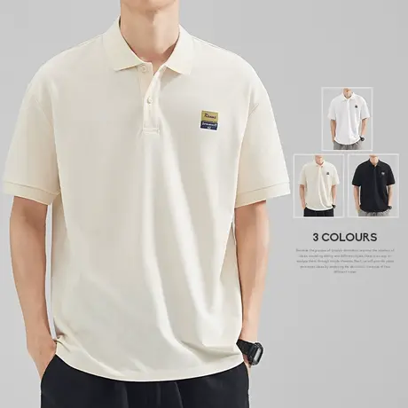 hansca休闲POLO衫男简约风潮流印花短袖T恤男士夏季宽松保罗上衣商品大图