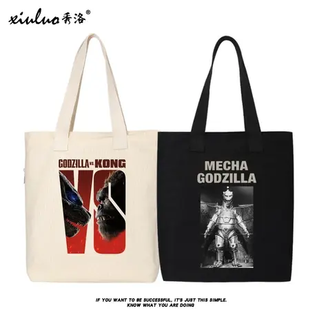 秀洛哥斯拉大战金刚帆布包女书包男单肩包上班学生补课手提手拎包商品大图