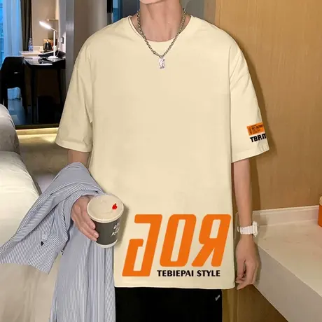 潮牌纯棉短袖T恤男夏季2024新款宽松oversize美式复古潮流ins半袖商品大图