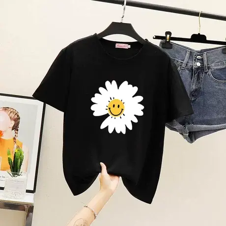 胖妹妹夏装2023新款加肥加大码胖mm短袖t恤女宽松遮肚半袖上衣潮图片