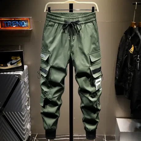 春夏季香港潮牌工装裤男束脚男士休闲长裤子男宽松百搭学生多口袋图片