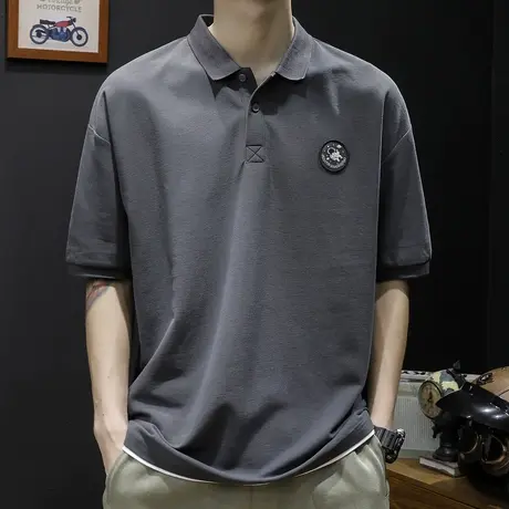 高端polo衫男短袖t恤夏季2023新款胖子大码翻领男士半袖上衣潮牌商品大图