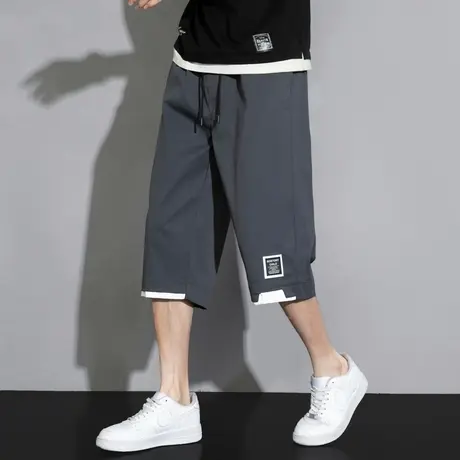 七分裤子男生休闲短裤男款夏季薄款外穿冰丝大码宽松工装运动中裤图片