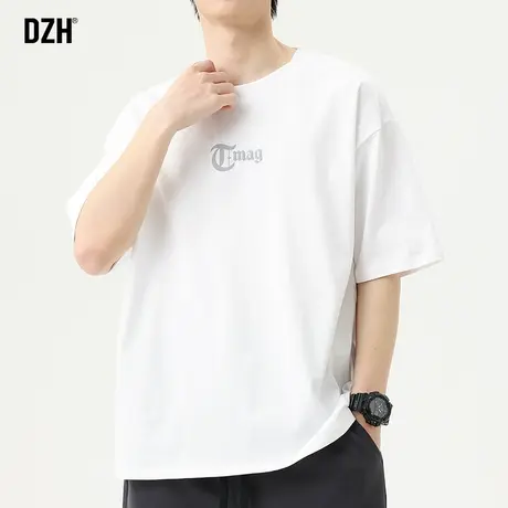 男士白色短袖t恤男夏季纯棉重磅基础款半袖上衣2023年新款打底衫商品大图