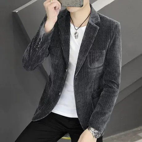 高品质休闲西服男灯芯绒外套韩版潮流春秋冬外套男士西装单件帅气商品大图