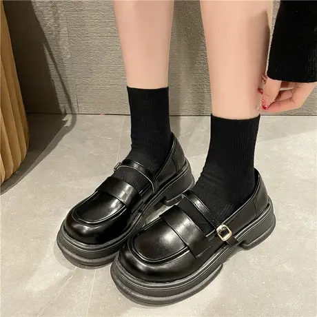 鞋子女春秋季2023年新款爆款玛丽珍单鞋百搭英伦风乐福小皮鞋厚底商品大图