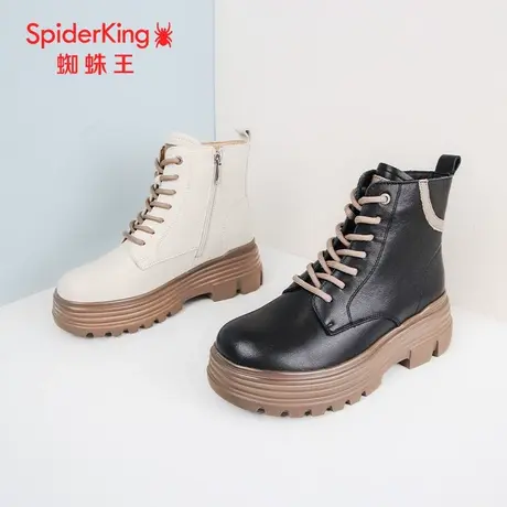 SPIDER KING/蜘蛛王马丁靴女真皮2023冬商场新款中筒加绒增高厚底图片