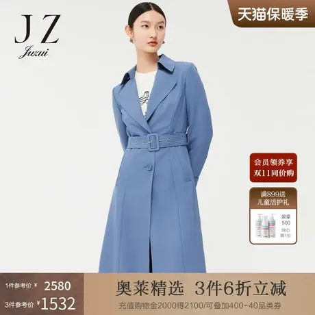 JZ玖姿气质兰花色2022春季新款时尚方领H版型通勤风优雅风衣女商品大图