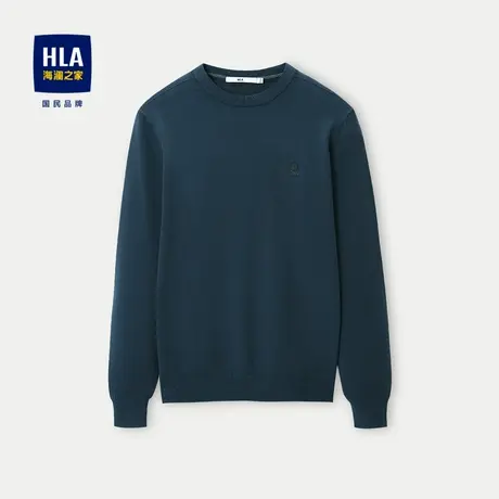 HLA/海澜之家包芯纱针织衫男2023秋季新款圆领修身柔软套头毛衣男商品大图
