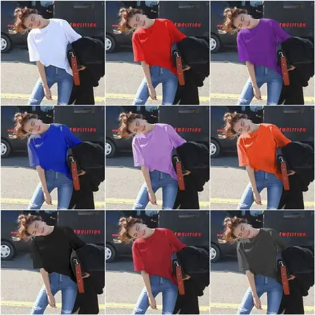 2023年新款春夏季情侣女装别致小众设计感潮ins上衣服正肩短袖t恤商品大图