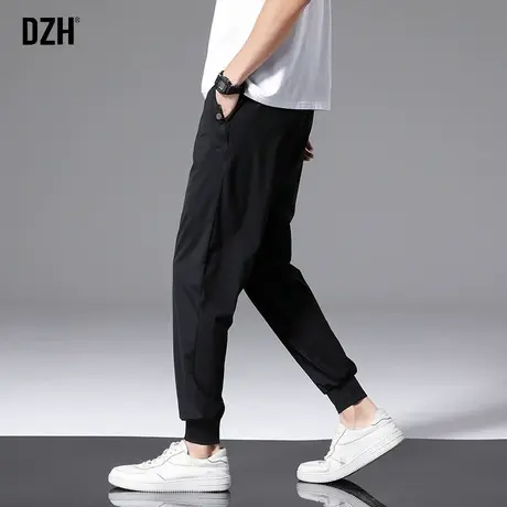 男士冰丝休闲裤男夏季薄款黑色裤子潮流百搭男裤2023年新款束脚裤商品大图