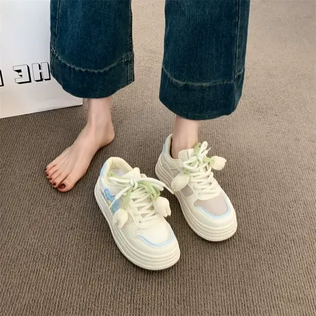 厚底百搭小白鞋女2025春季新款爆款透气网面休闲鞋气质时尚运动鞋商品大图