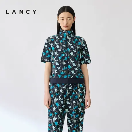 LANCY/朗姿2024夏季新款印花休闲短外套女短袖夹克个性气质外套女图片