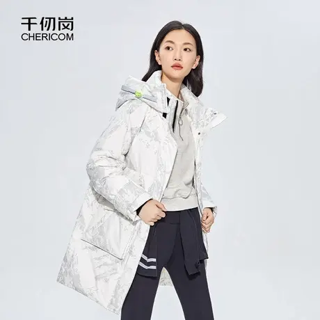 千仞岗冬季女式中长款连帽加厚保暖外套羽绒服I商品大图