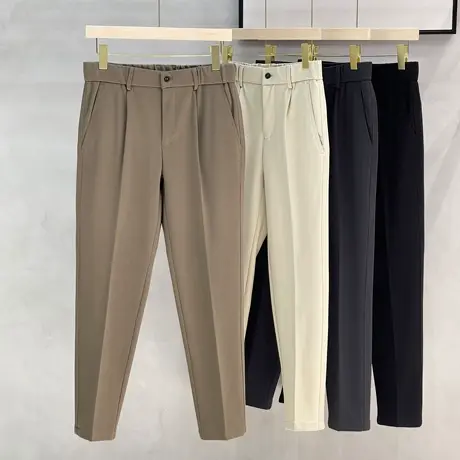 垂感小西裤男士商务休闲裤修身直筒商务长裤子男秋冬季2023年新款商品大图