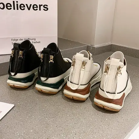 马丁靴女ins潮2023春秋新款单靴厚底网红爆款休闲小白鞋时尚短靴图片