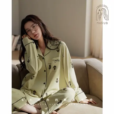 妮狄娅睡衣女秋季柔软棉长袖宽松开衫款减龄少女春秋季家居服套装商品大图