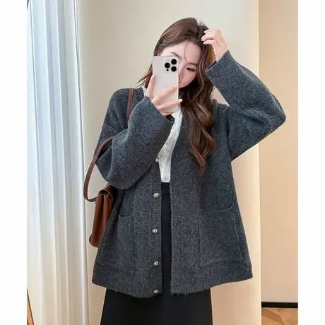 唐狮秋冬季女毛衣简约风气质开衫外套温柔慵懒高级感百搭tu图片