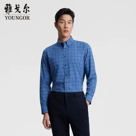 【D系牦牛绒】雅戈尔23秋季新品火山岩蓄热升温绒面格纹长袖衬衫商品大图