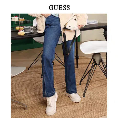GUESS女士极简舒适通勤休闲宽松开叉牛仔裤Q2BA56W55R0图片