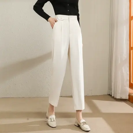 时尚气质休闲西裤2023年春夏新款女高腰显瘦上班族通勤九分哈伦裤商品大图