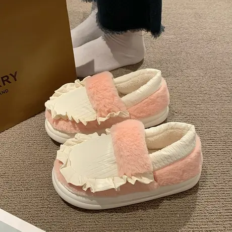 2023秋冬季棉拖鞋女士包跟室内居家保暖可爱防滑厚底月子家用棉鞋商品大图