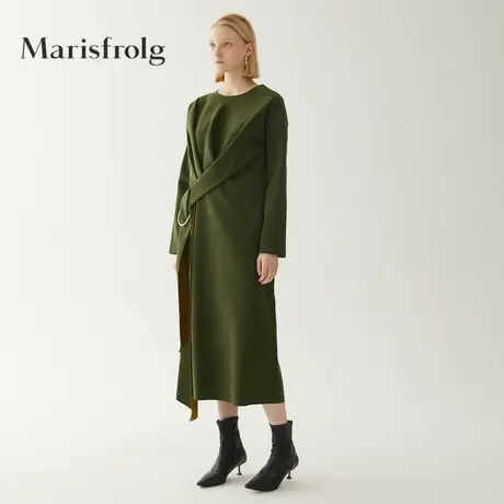 Marisfrolg玛丝菲尔装新款橄榄绿中长款连衣裙专柜正品图片