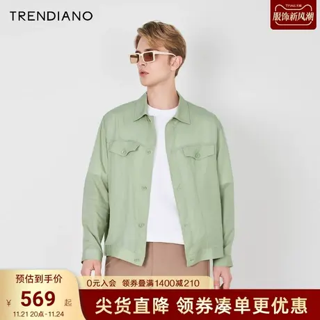 TRENDIANO官方莱赛尔薄款外套百搭翻领长袖衬衫男2023新款夏季商品大图