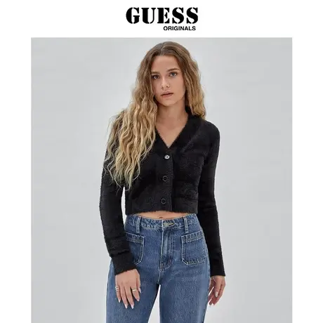 【38上新季】GUESS Originals  女士短款V领复古毛衣开衫商品大图