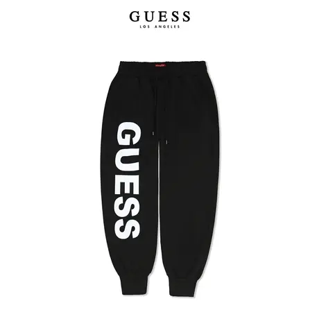【38上新季】GUESS 男士纯色字母logo束脚卫裤休闲长裤商品大图