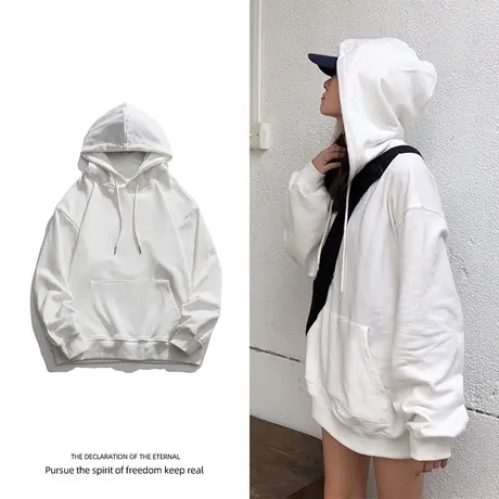 秋冬奶系穿搭卫衣设计感小众oversize宽松bf慵懒风加厚胖mm外套潮商品大图