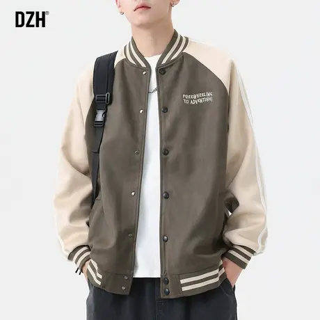男士美式风街头棒球服麂皮绒外套男春秋款潮牌男装新款飞行员夹克商品大图