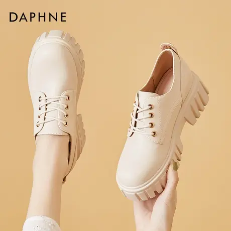 达芙妮内增高女鞋2022年新款夏季小个子单鞋爆款白色厚底高跟皮鞋图片